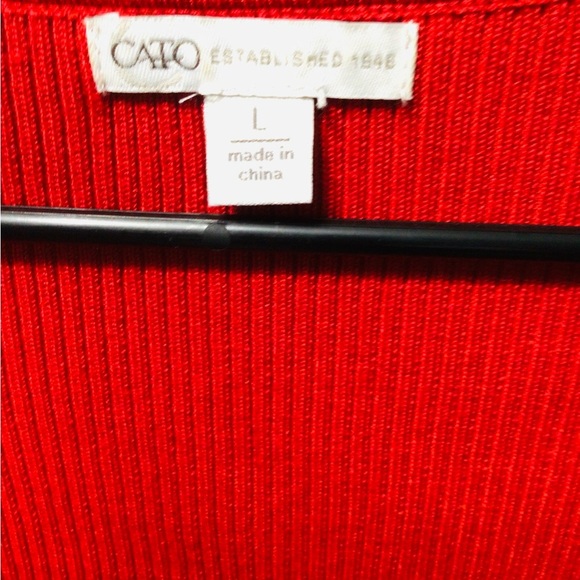 Cato Vibrant Red Textured Sleeve Blouse - Picture 2 of 3